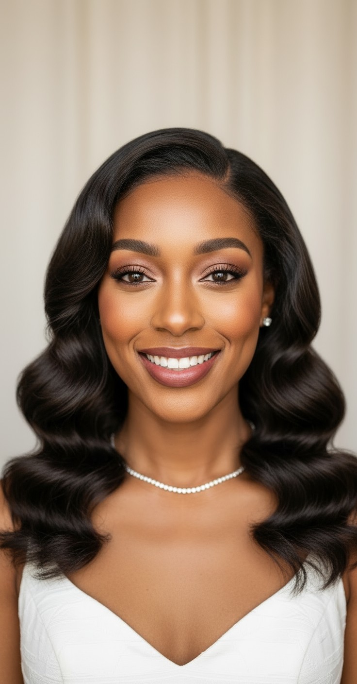 After Glam Waves Wedding Hair